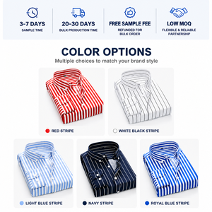 Camicia Elegante da Uomo a Righe <span class=keywords><strong>Professionale</strong></span> per Ufficio, Senza Stiratura, Antipiega, Vestibilità Slim, Personalizzabile con Logo, Fornitura all'Ingrosso OEM - Product Image 3