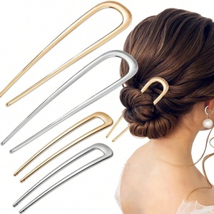 Accessoires pour cheveux pour femmes européennes, élégantes pinces à cheveux en métal argenté et doré en forme de U, vente en gros de barrettes. - Product Image 4