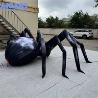 Grande araignée gonflable noire réaliste, décoration gonflable personnalisée pour fête d'Halloween en extérieur, araignée-loup