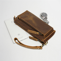 Dompet wanita merek kulit kuda gila kustom kustom tempat kartu dompet desainer pria Rfid