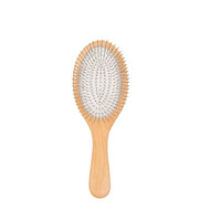 Brosse de démêlage pour cheveux, en bois naturel avec manche en métal, professionnelle, 1 pièce