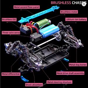 รถบังคับวิทยุ C8821 ขับเคลื่อน 4 ล้อ สำหรับวิ่งออฟโรด 2.4G พร้อมรีโมทคอนโทรล แบบมีแปรงถ่าน/ไม่มีแปรงถ่าน รุ่นปีนป่าย พร้อมไฟ LED ของเล่นสำหรับเด็ก - Product Image 3