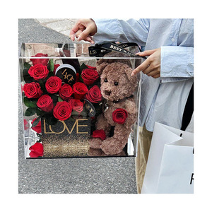 AM-PFE75 Ammy Scatola <span class=keywords><strong>di</strong></span> Fiori Immortali Regalo per <span class=keywords><strong>San</strong></span> <span class=keywords><strong>Valentino</strong></span> e Capodanno Rosa Stabilizzata Orsacchiotto Giardino in Acrilico per la Festa della Mamma - Product Image 1