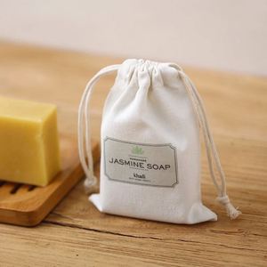 Sac en mousseline de coton biologique de haute qualité, personnalisé, petit sac à cordon pour le conditionnement du savon et des cosmétiques - Product Image 2