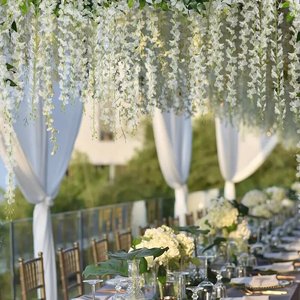 Guirnalda de Flores Artificiales de Glicinia, 100cm-200cm, de Seda Blanca, para Decoración de Techos de Boda, Decoración de Interiores y Exteriores - Product Image 3