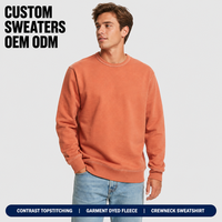 Sweat-shirt Homme Personnalisé Haut de Gamme Orange en Molleton de Coton Épais, Col Rond Côtelé, Manches Longues, Coupe Boxy pour Streetwear Décontracté