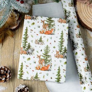 MAYPLUSS Christmas Wrapping Paper 17 In X 33 Feet Watercolor Forest Animals Eco-Friendly Gift <b>Wrap</b> Craft Use - Product Image 5