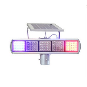 Luz de Advertencia de Tráfico Solar con LED Intermitente Rojo y Azul, Montaje en Poste de Aluminio, IP65 - Product Image 1
