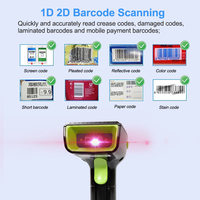 Escáner de Código de Barras Portátil W33 1D 2D USB COM Inalámbrico/Alámbrico, Lector de Códigos QR con Base para Captura de Datos de Inventario