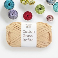 Benang Rajut YINUAN 100% Katun Lafite Grass Yarn Anti-Pilling Penyerap Kelembapan Berwarna Benang Rajut Fancy Crochet 5s