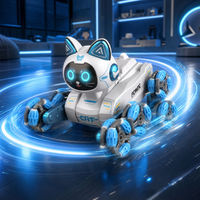 Robot chat télécommandé TQ23 à 8 roues, jouet animal RC, véhicule de cascades omnidirectionnel à dérive, télécommande sans fil 2,4 GHz, intérieur/extérieur