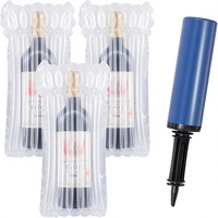 Lot de 20 protections gonflables pour bouteilles de vin en plastique – Sacs à colonnes d'air réutilisables avec pompe de voyage intégrée pour un emballage à bulles protecteur