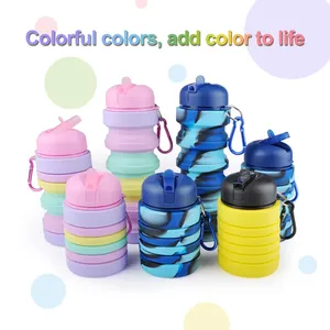 Collapsible Silicone <b>Water</b> <b>Bottle</b> <b>Sport</b> <b>Water</b> <b>Bottle</b> BPA Free Custom Kids Cup With Straw Silicone Folding Pagoda <b>Water</b> <b>Bottle</b> - Product Image 6