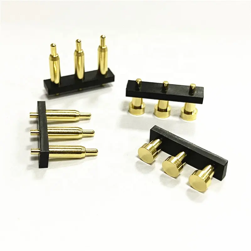 3pin Spring loaded connectors pin Custom Pad High Current Female PCB Brass Battery Connector Contact Pogo Pin