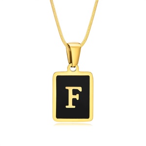 Dainty Gold Plated Women Choker Necklace Stainless Steel Letter DIY Round Pendant Necklace - Product Image 1