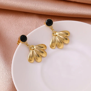 Boucles d'oreilles modernes en acier inoxydable 304, forme de goutte d'huile triangulaire, style géométrique, plaqué or, électroplaqué universel, adaptées aux femmes - Product Image 3