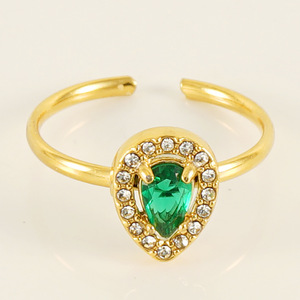 European American Style Gold Plated Teardrop Zircon <b>Adjustable</b> <b>Ring</b> For Women Party Jewelry Fashion <b>Rings</b> - Product Image 4