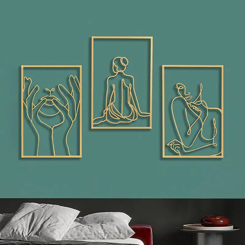 Female Line Art Wall Hanging Decor Minimalist Iron Wall Decoration Abstract Crafts For Home Living Room Modern Design