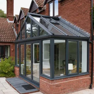 Factory Hotselling Aluminum Glass Sunrooms Conservatory Customized Greenhouse Triangle Roof Sunrooms Glass Houses