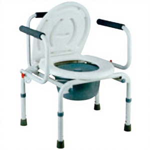 Silla de Ducha y Inodoro para Pacientes con Reposabrazos de Espuma, Color Blanco, Altura Ajustable en 5 Niveles, Capacidad de 100 kg, Estructura de Acero - Product Image 1
