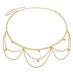 Chaîne de corps tendance avec pendentif sphère dorée, chaîne de taille, accessoire de fête, en alliage de zinc, design multicouche - Product Image 5