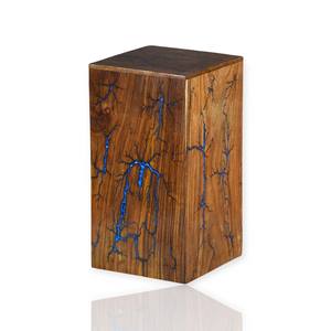 Compre una urna decorativa moderna de madera maciza con resina azul, urna conmemorativa de madera hecha a mano para uso funerario. - Product Image 1