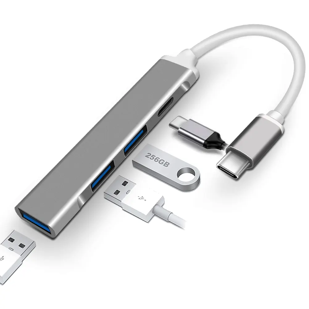 Mini 4 in 1 Type-C hubs USB Type C 4 Port Hub for MacBook Pro and XPS and Galaxy S9 / S8 and Huawei Matebook