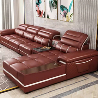 Canapé et canapé-lit de luxe italiens, canapé d'angle moderne inclinable en cuir véritable avec rangement
