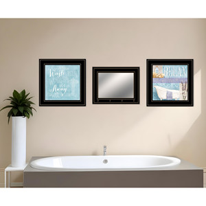 Set di tre stampe con cornice nera HMS Wash 4 bagno di arte della parete elegante e funzionale incorniciata arte della parete - Product Image 1