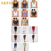Ensemble de yoga 2 pièces ultra doux pour femme, style Y2K, avec haut dos nu sans couture et leggings capri taille haute sculptants, pour la gym et l'entraînement