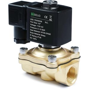 États-Unis Vanne solénoïde en laiton massif 1/2 pouce 110V AC normalement fermée pour eau, air, diesel - Product Image 1
