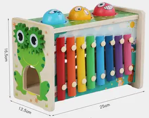 Kids creative frog multifunctional xylophone hammer knocking toy manufacturer games toy early education learning toys