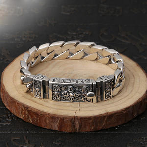 Nueva pulsera <span class=keywords><strong>de</strong></span> <span class=keywords><strong>palo</strong></span> <span class=keywords><strong>de</strong></span> diamante para hombre, seis caracteres, palabras verdaderas, pieza <span class=keywords><strong>de</strong></span> mano <span class=keywords><strong>de</strong></span> <span class=keywords><strong>plata</strong></span> tailandesa Retro personalizada, estilo Hip Hop - Product Image 5