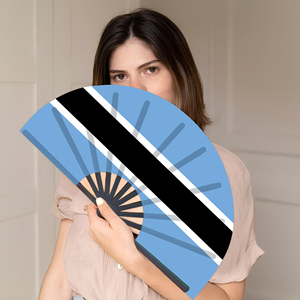 Éventails pliants en bambou avec drapeau du Botswana pour la vente en gros – Parfaits pour le carnaval, les mariages, les festivals, les fêtes et les agences de voyage - Product Image 5