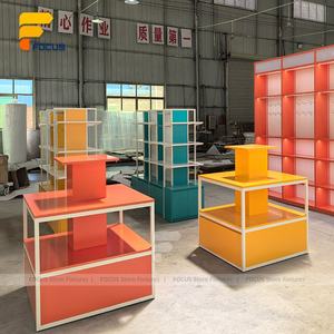 Étagère de présentation de <span class=keywords><strong>colonne</strong></span> pour magasin de détail moderne, structure d'étagères ronde personnalisée, meubles de présentation centrale à plusieurs niveaux - Product Image 4