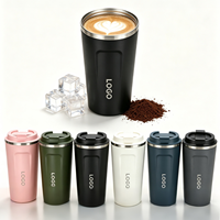 Mug de voyage réutilisable en acier inoxydable 380/500 ml, mug de voyage isotherme, mugs de Noël, gobelet à café à double paroi avec couvercle