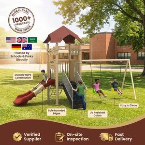 Equipo de Juegos Infantiles para Exteriores de la Serie Castillo Mágico, Material HDPE Resistente, <span class=keywords><strong>con</strong></span> Tobogán <span class=keywords><strong>y</strong></span> Columpios - Product Image 4