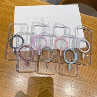 Coque magnétique transparente à paillettes pour iPhone 16 Pro Max, étui de chargement sans fil Bling pour iPhone 17 16 15 14 13 12 11