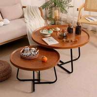 Table d'appoint en bois créative et simple, table basse de luxe, ensemble de tables modernes pour salon et patio