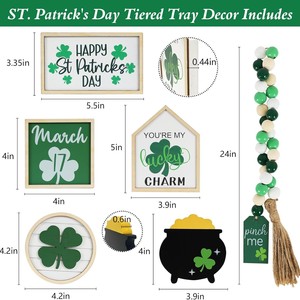 Ensemble de décorations Shamrock pour la Saint-Patrick, plateau superposé en MDF, décoration pour la maison, centre de table, fête, 6 pièces - Product Image 2