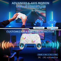 Control Inalámbrico con Funciones Completas de 800 mAh para Switch/PC, Joystick con Luces LED RGB y Motor de Vibración, Compatible