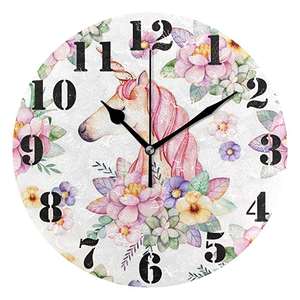 Perles de bricolage animal licorne horloge murale silencieuse sans tic-tac fonctionnant sur piles facile à lire décorative diamant peinture horloge murale - Product Image 1