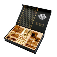 Coffret cadeau de couverts occidentaux en acier inoxydable, best-seller, 1010, quatre pièces principales (couteau, fourchette, cuillère), ensemble de 24 pièces.