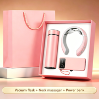 Coffret Cadeau d'Affaires Élégant 3-en-1 : Masseur Cervical, Bouteille Isotherme et Support Téléphone avec Power Bank – Idéal pour la Promotion d'Entreprise