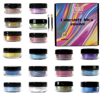 LEQU Happy And Fun Farbwechsel-Mica-Pulver-Set, 18 Farben, Glitzerpigment für Harz, Seife, Kerzen, Nagelkunst, DIY-Bastelbedarf