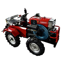 Mini Tractor Agrícola de 18 HP con Tracción en las 4 Ruedas, Motocultor Compacto de 18 CV para Pequeñas Granjas, con Motor Diésel