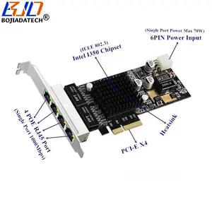 1000Mbps 4 * POE RJ45 पोर्ट Gigabit ईथरनेट नेटवर्क कार्ड के साथ इंटेल 1350 चिप 6Pin शक्ति इनपुट