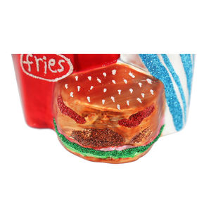 Nieuw Ontwerp Geblazen Glas Handwerk Kerstboom Ornamenten-Burger En Friet Set Voor Eetkamer Huisdecoratie - Product Image 4