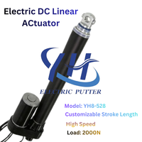 Actionneur linéaire électrique multi-étages YH8-528 12V 24V CC 300N-2000N Course 50-1600mm IP65 pour traqueur solaire et table élévatrice