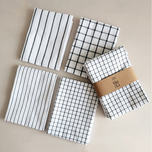 100% katoenen theedoek, keukendoek, geweven geruite streep servet, landelijke tafelmat, absorberend huishoudlinnen - Product Image 2